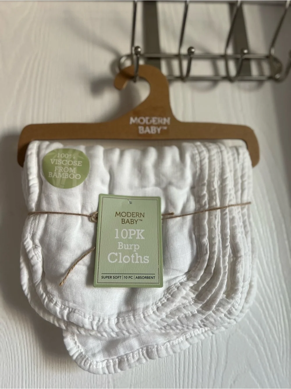 Modern Baby 10 pack White Burp Cloths 100% Viscose Bamboo Soft Modern NWT